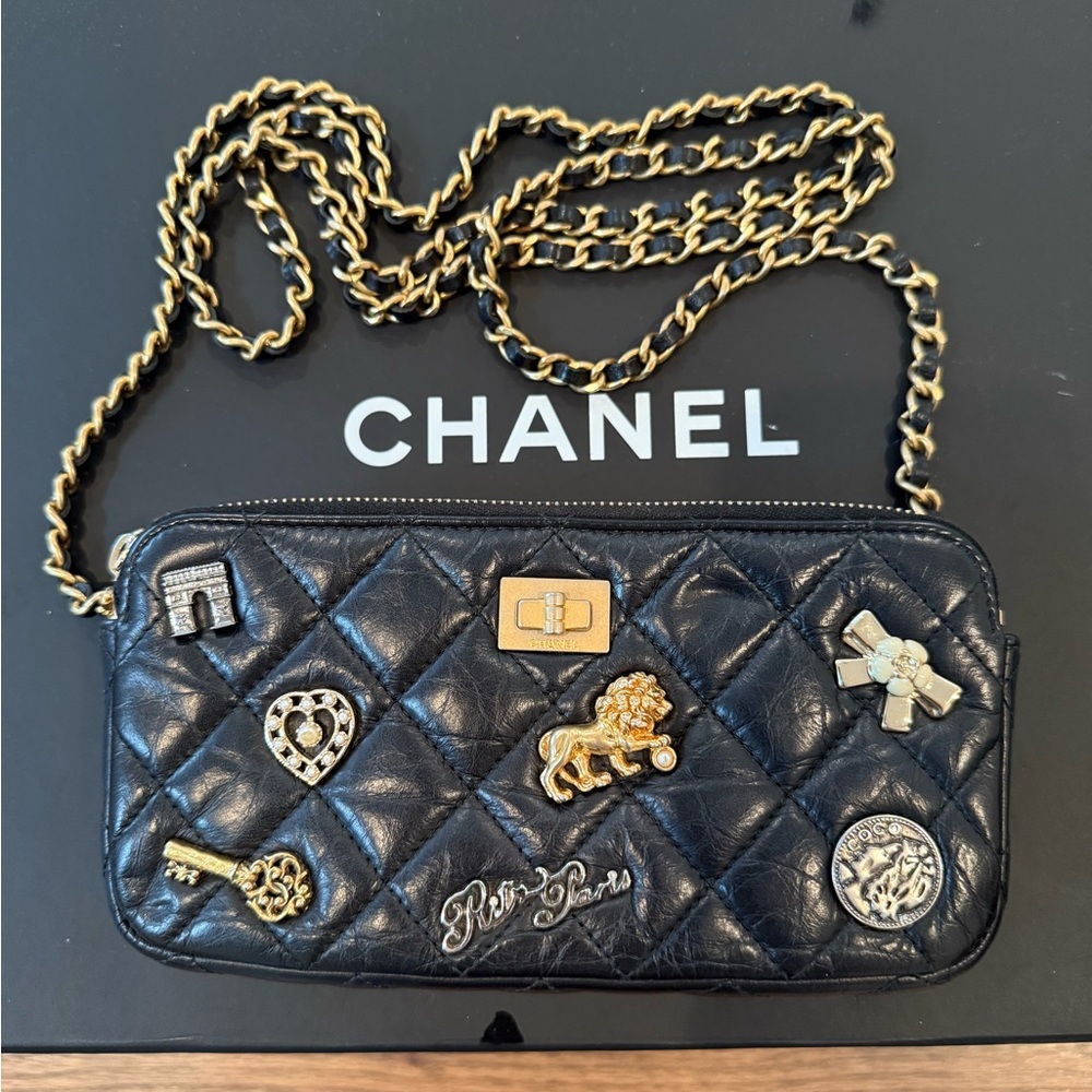 Chanel Black Quilted Crossbody Bag WOC with Gold Chain